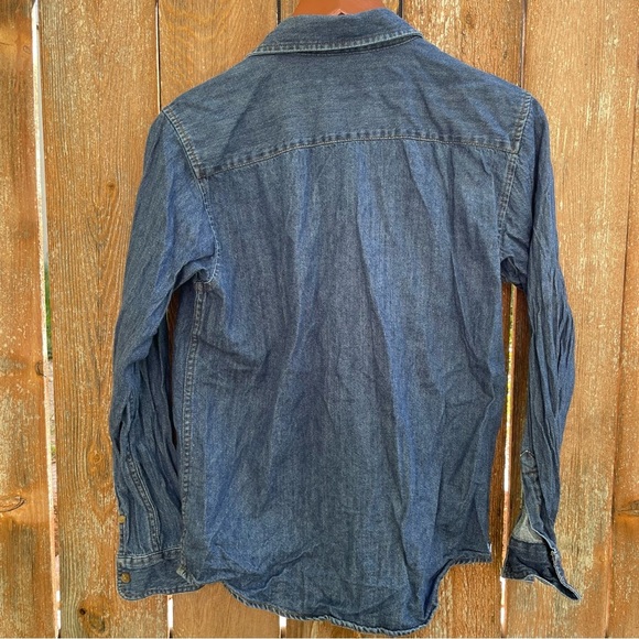 WRANGLER Boys Classic Blue Denim Shirt Long Sleeve Button Down Size 14 XL - Picture 8 of 10